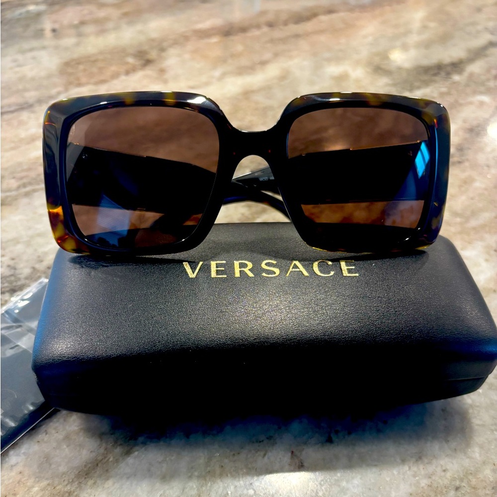 Versace Luxury Havana Tortoise- Shell Sunglasses